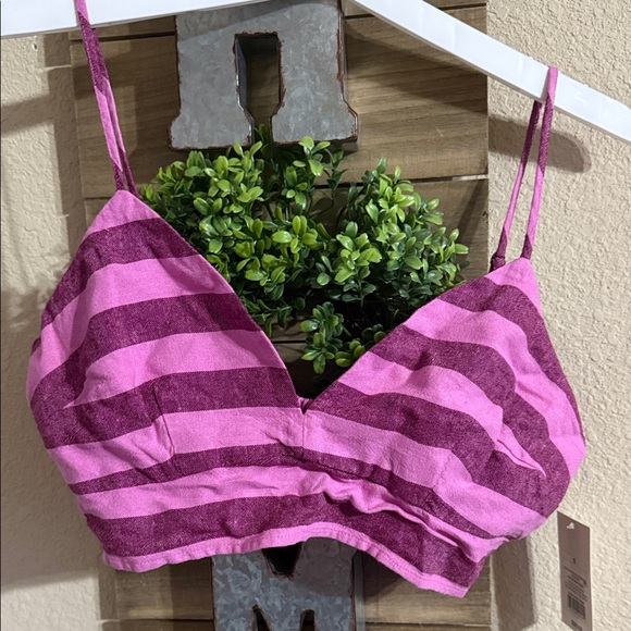 a new day Tops - Pink and Purple Striped linen tops